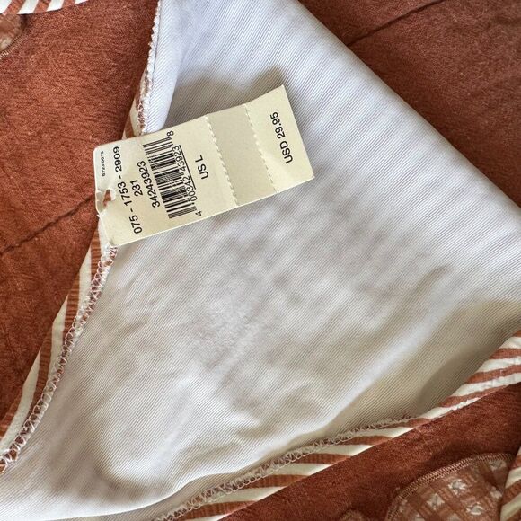 Aerie Seersucker Ruffle Longline Triangle Bikini Top & Bottoms – Size Large, Raw - Picture 6 of 6